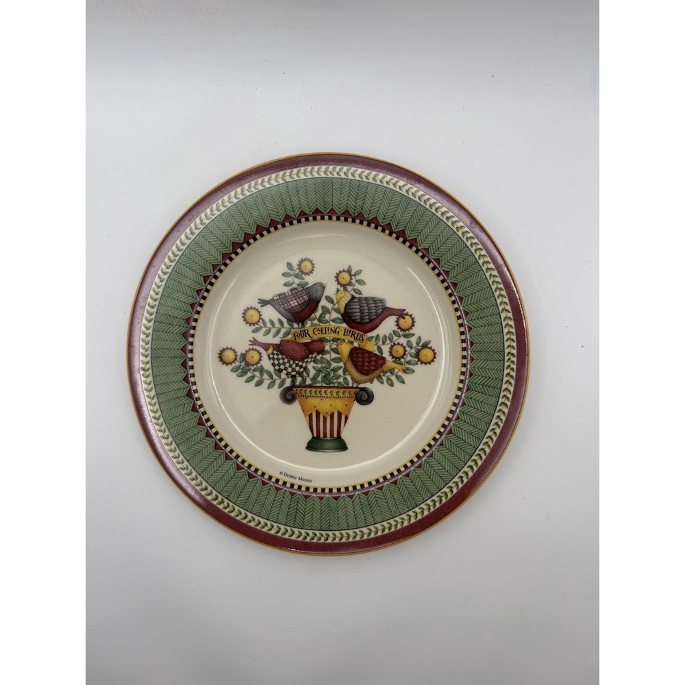 Debbie Mumm Sakura 12 Days of Christmas Four Calling Birds Plate 8"